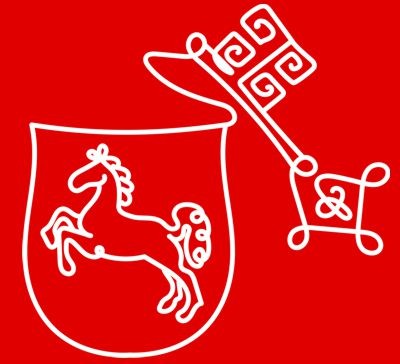 Wappen Niedersachen und Bremen auf rotem Hintergrund